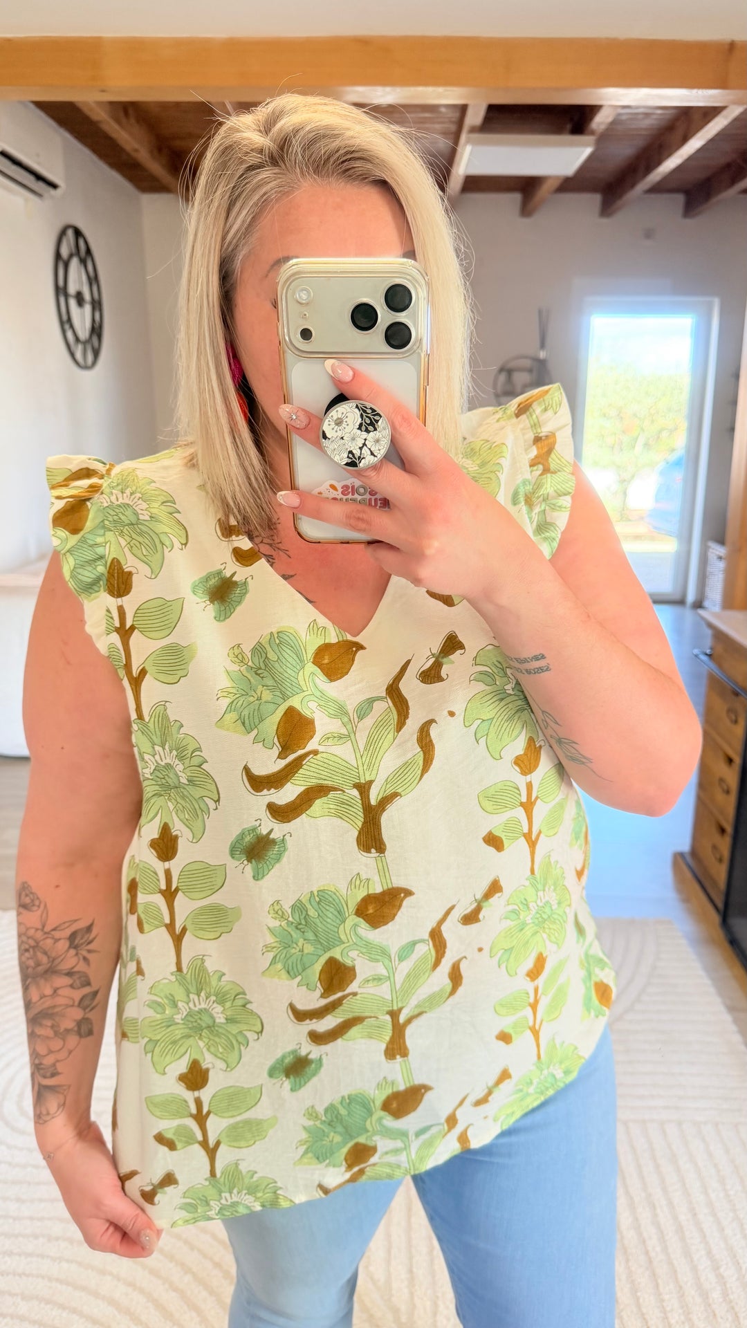 Blouse Flora verte CURVY