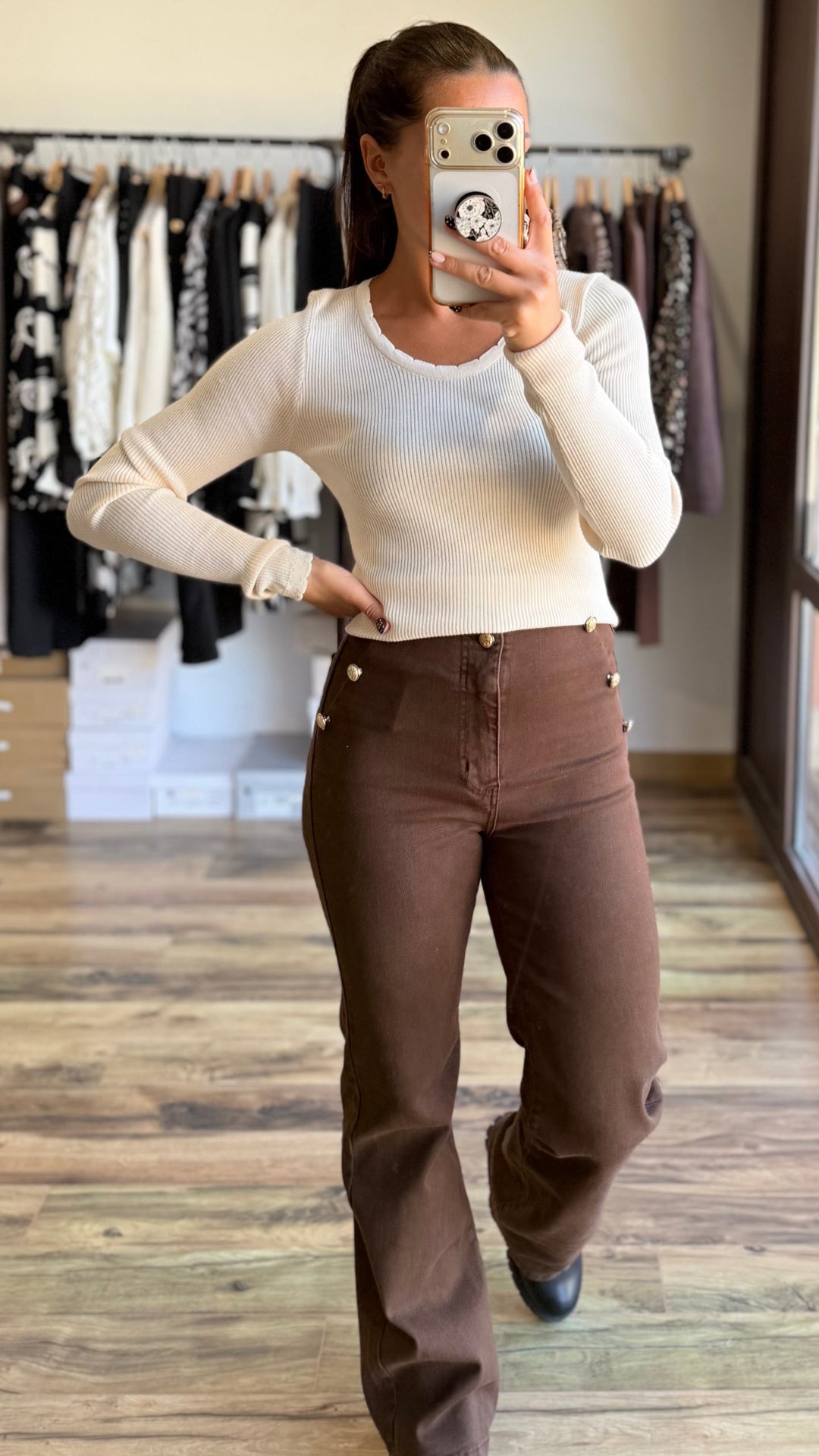 Pull fin Salomon beige