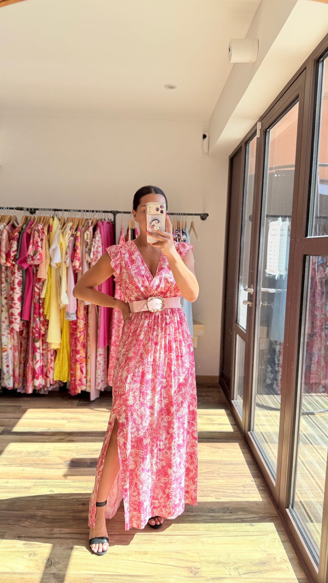 Robe longue Roman CURVY rose