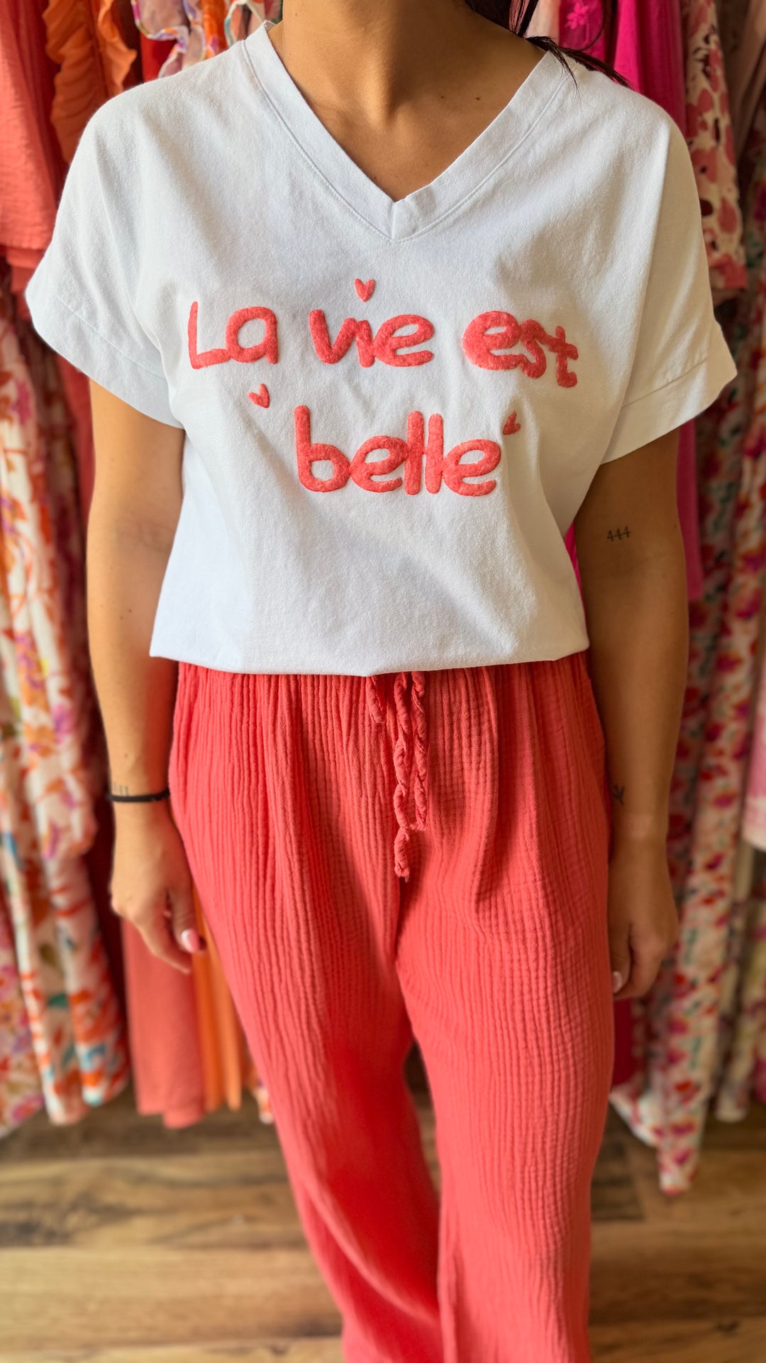 Teeshirt la vie est belle corail