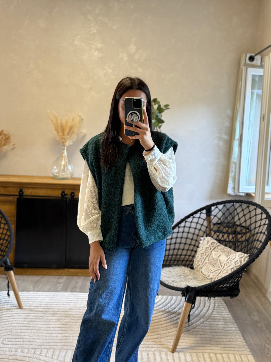 Gilet sans manches vert émeraude