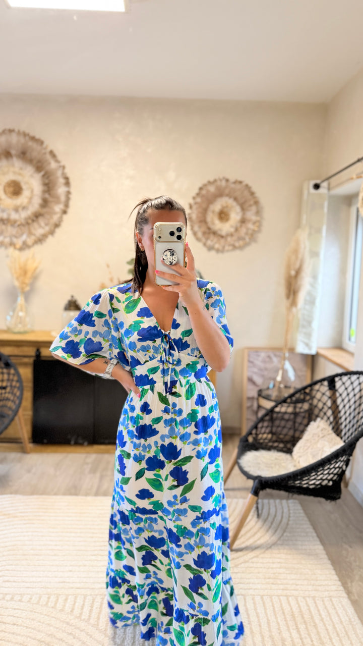 Robe longue Cassandre bleu CURVY
