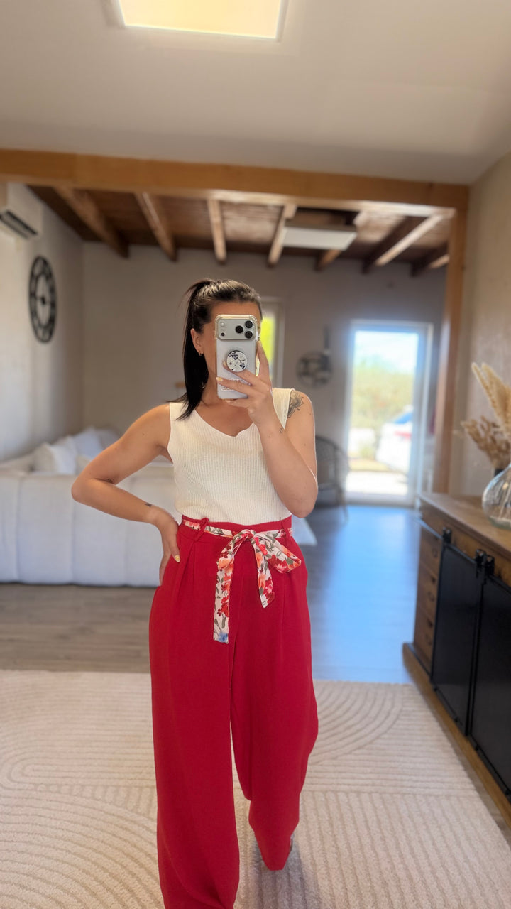 Pantalon Candice rouge CURVY