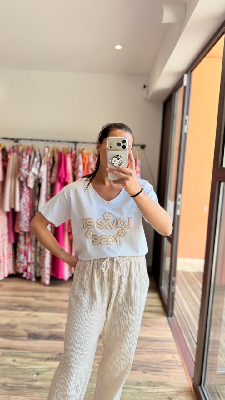 Teeshirt la vie en rose beige