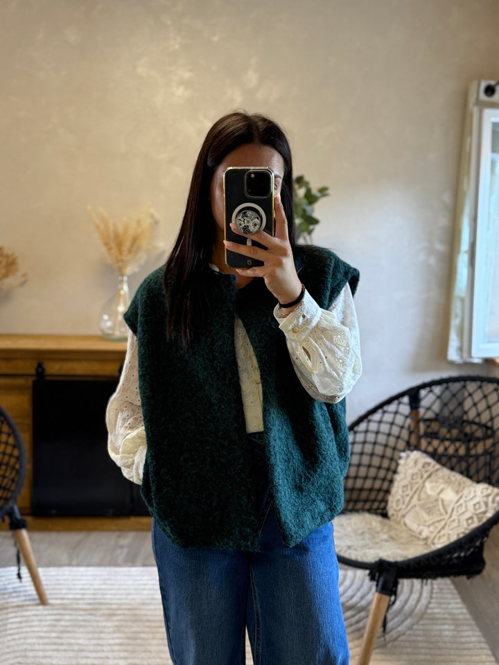 Gilet sans manches vert émeraude