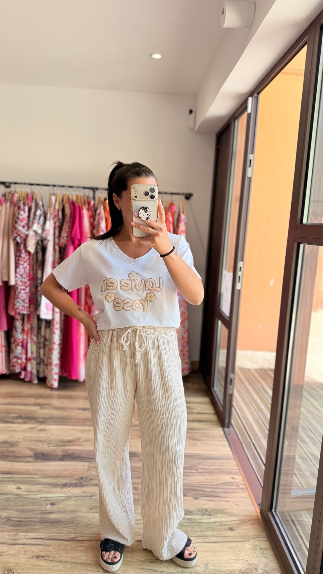Teeshirt la vie en rose beige