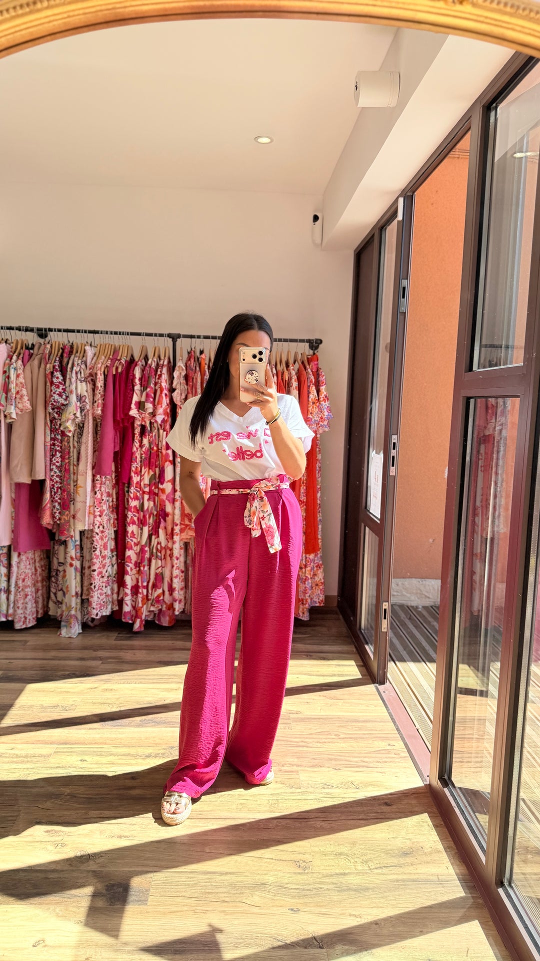 Teeshirt la vie est belle fushia