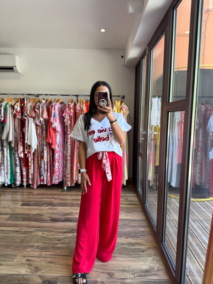 Teeshirt la vie est belle rouge