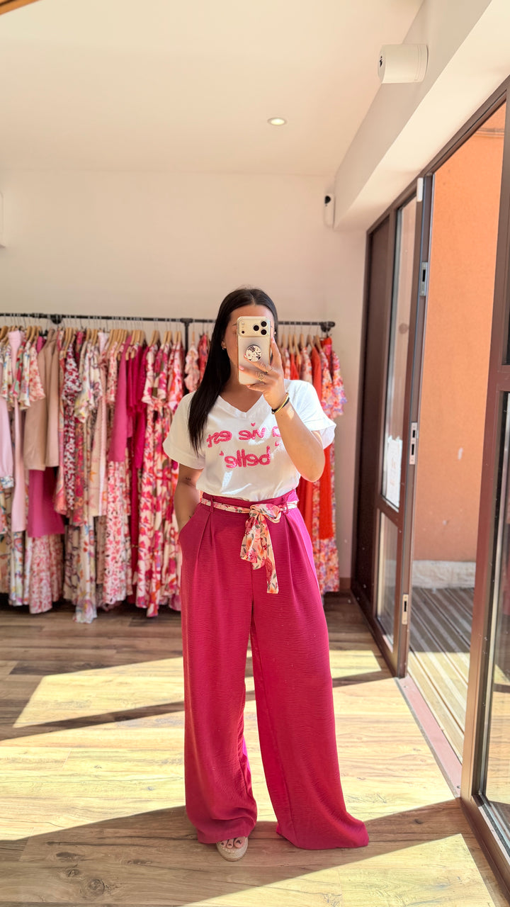 Teeshirt la vie est belle fushia