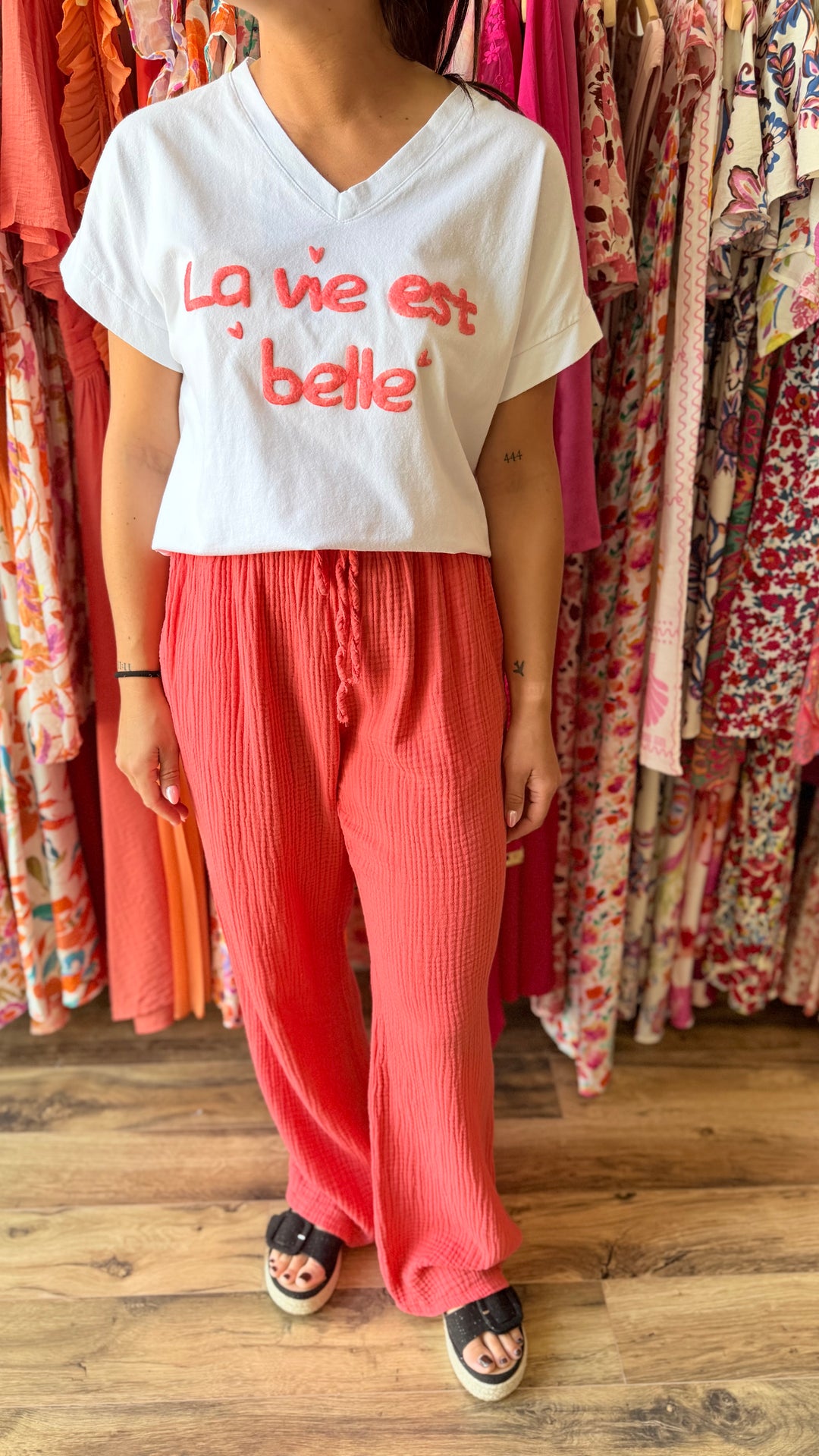 Teeshirt la vie est belle corail