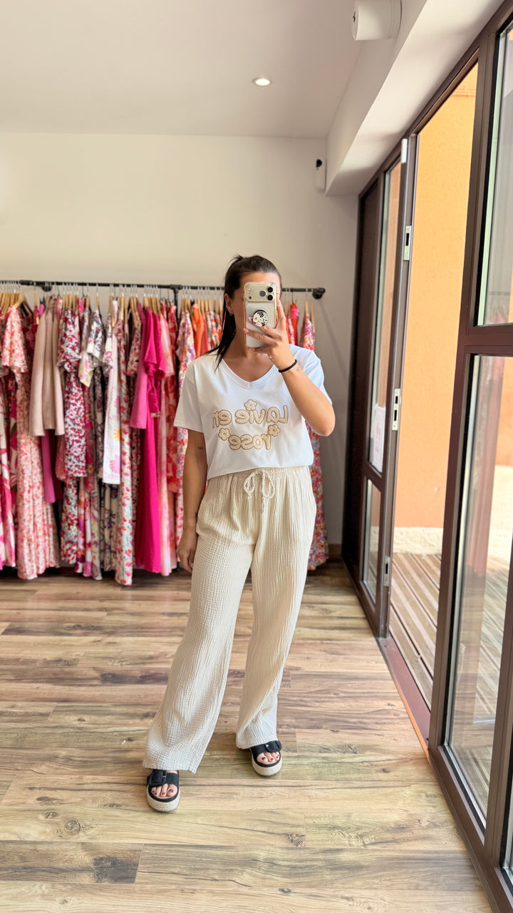 Teeshirt la vie en rose beige