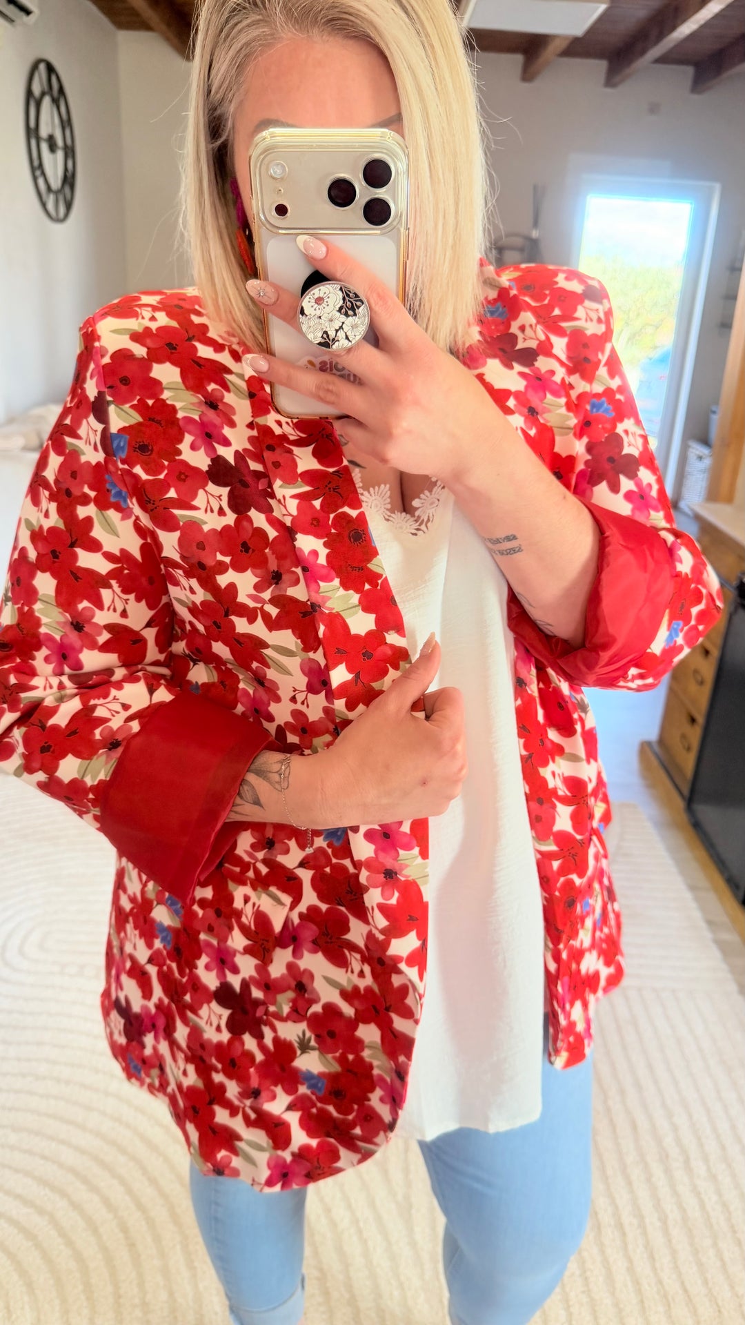 Blazer fleuri rouge TU 48/52