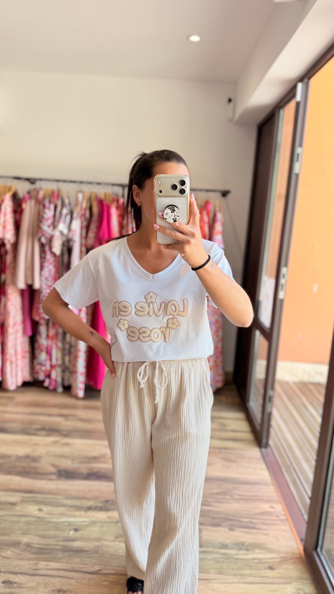 Teeshirt la vie en rose beige