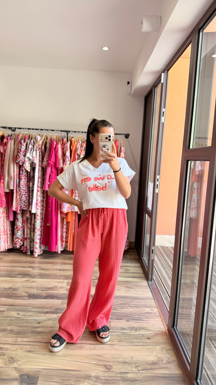 Teeshirt la vie est belle corail