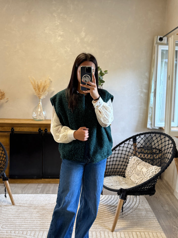Gilet sans manches vert émeraude
