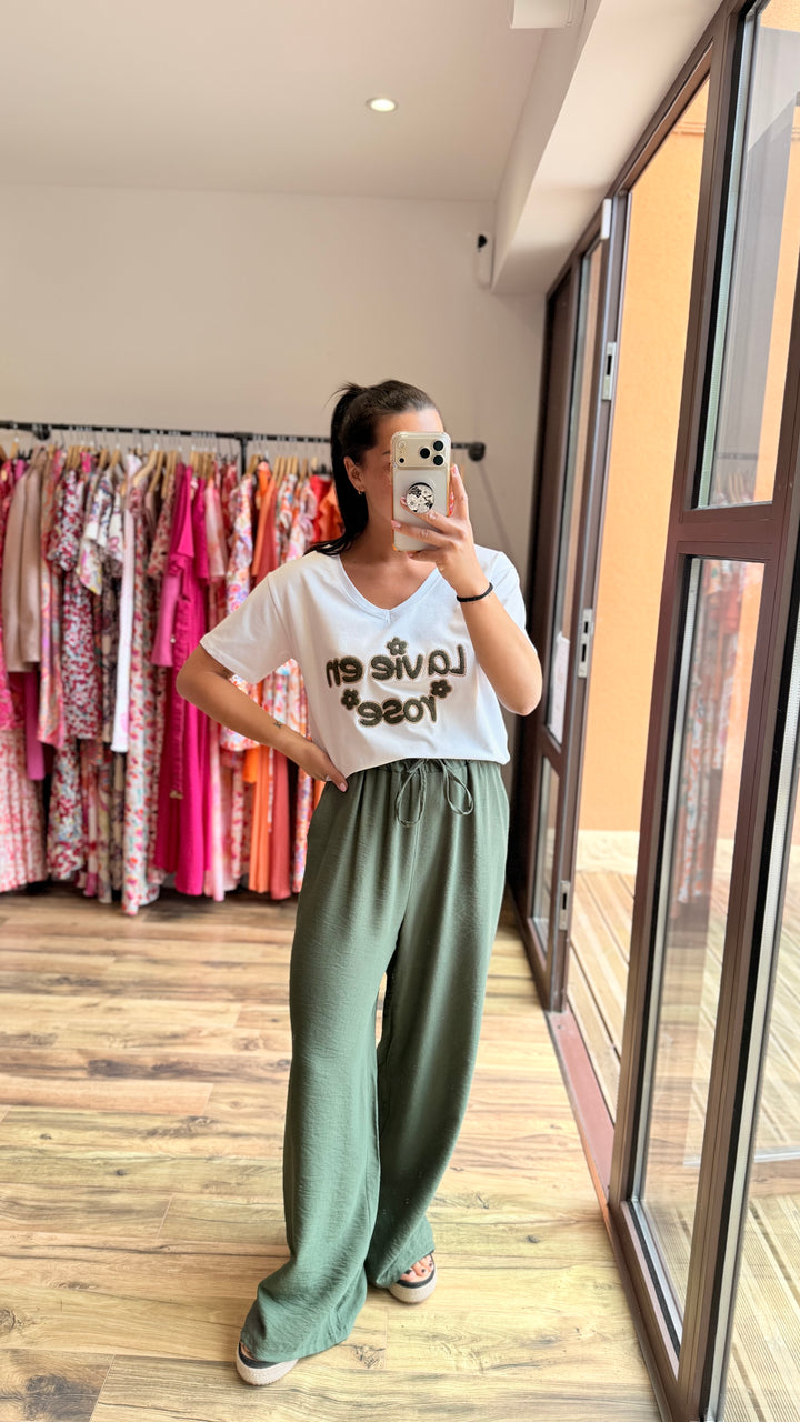 Teeshirt la vie en rose kaki CURVY