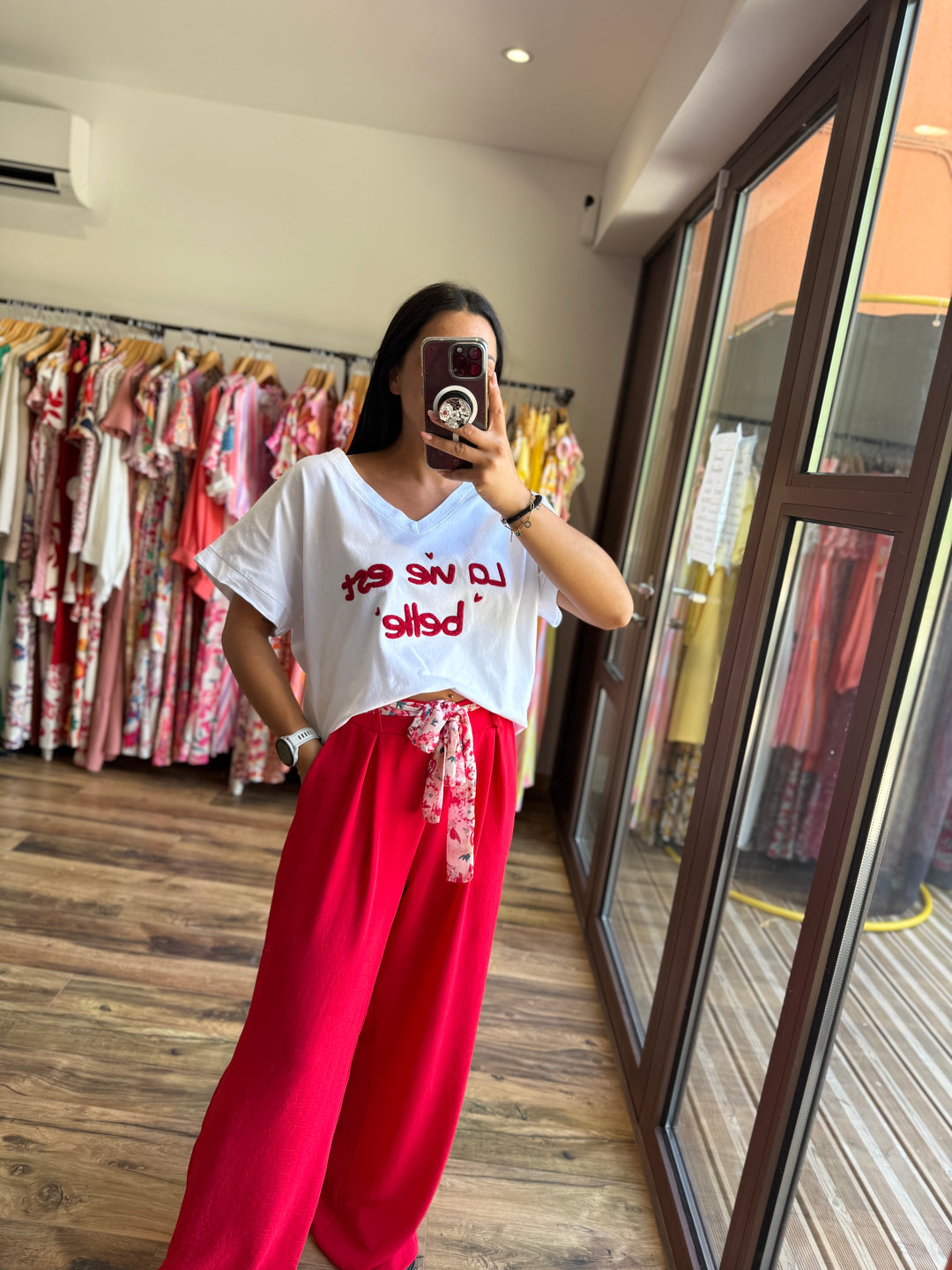 Teeshirt la vie est belle rouge