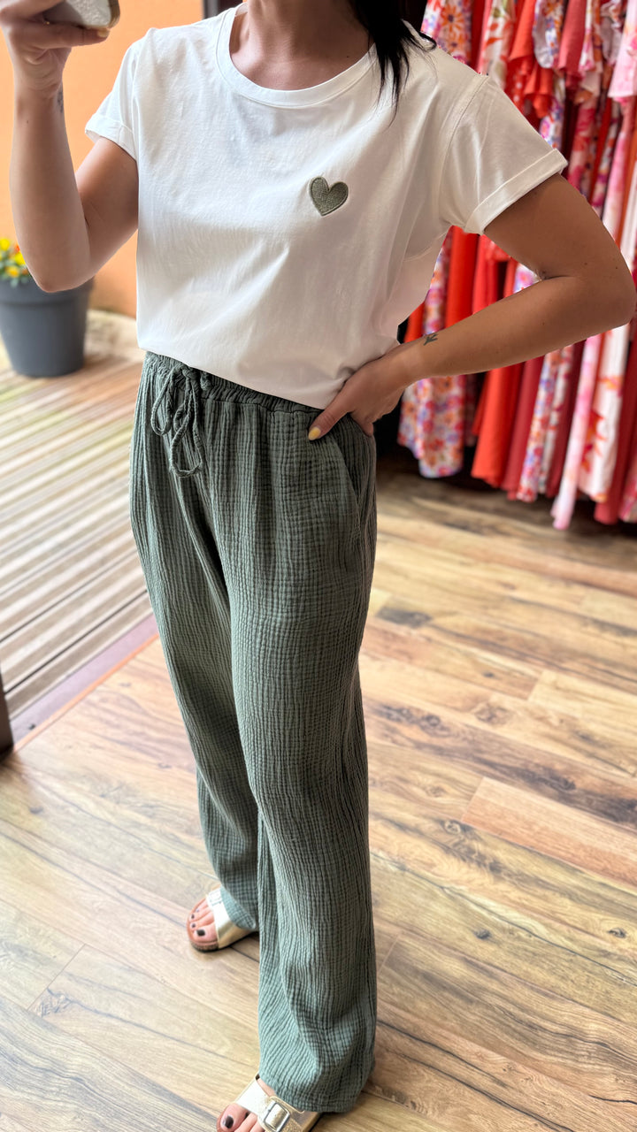 Pantalon gaze de coton kaki