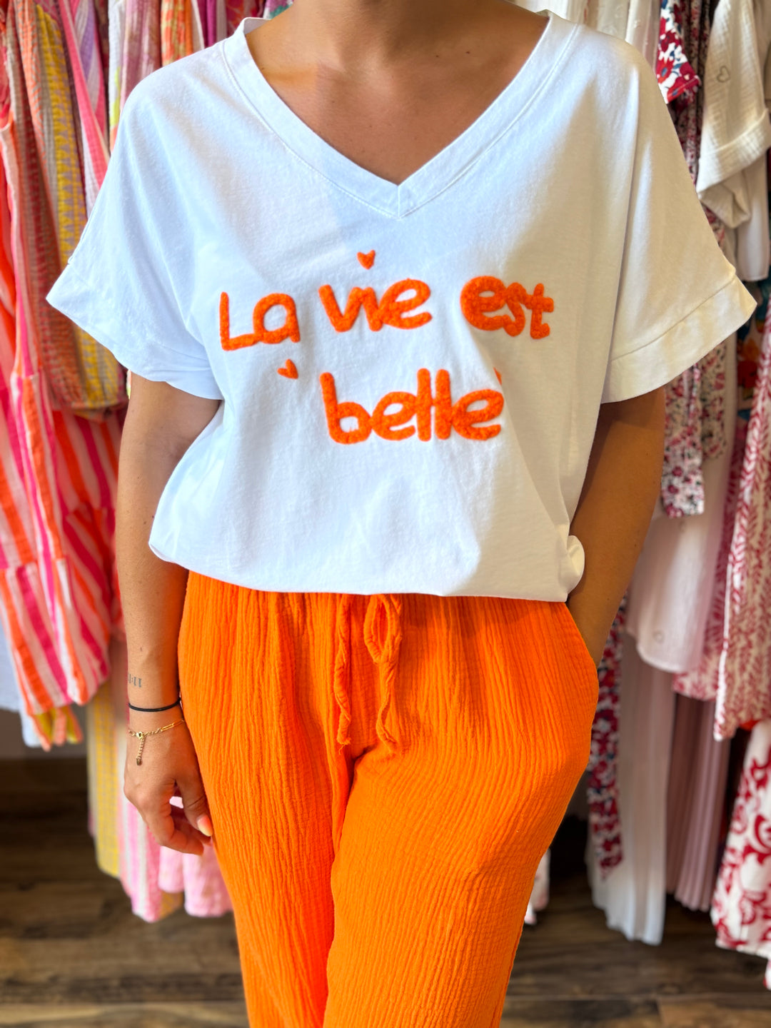 Pantalon gaze de coton orange CURVY