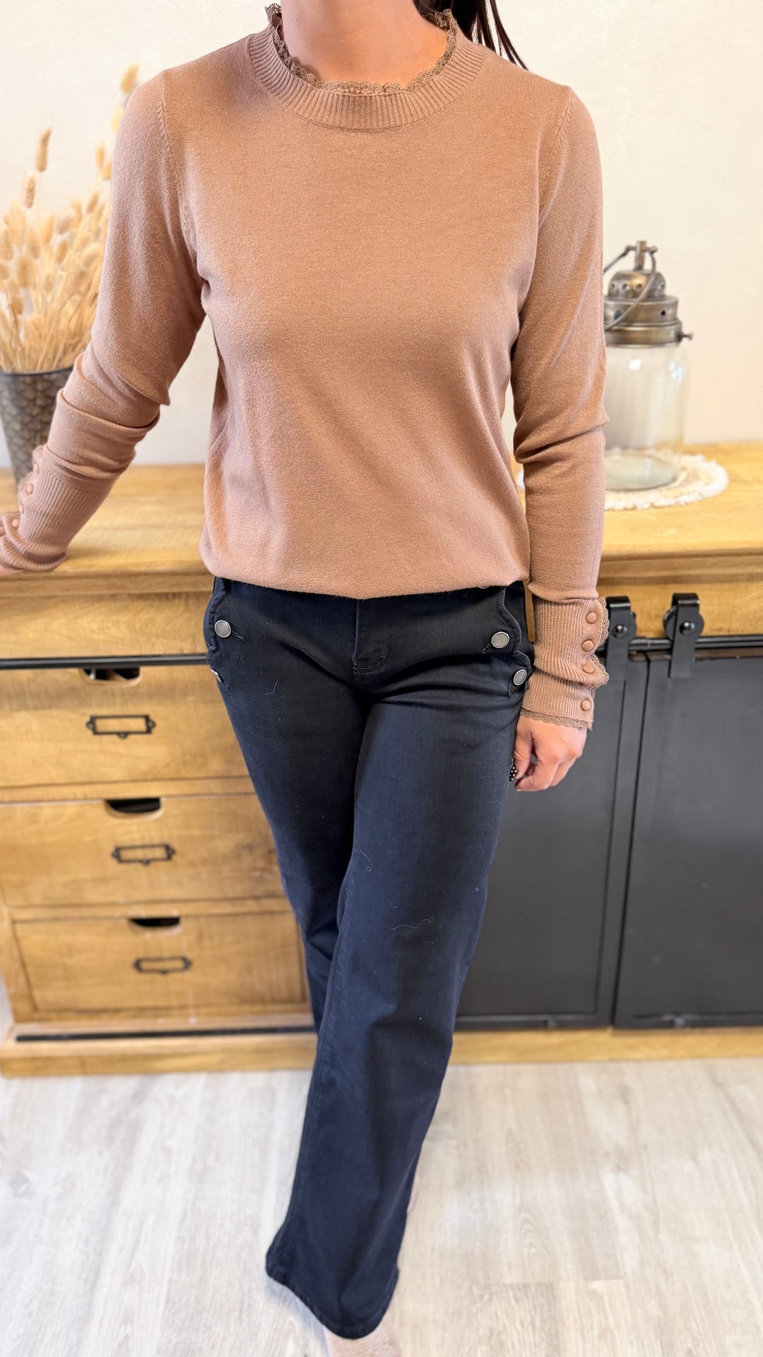 Pull fin Damon marron