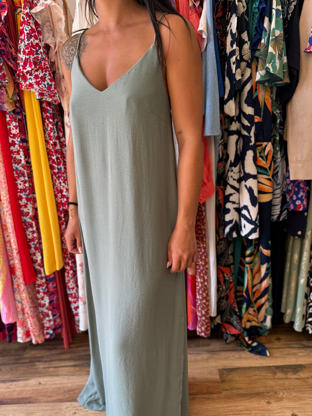Robe longue Inoa vert paon