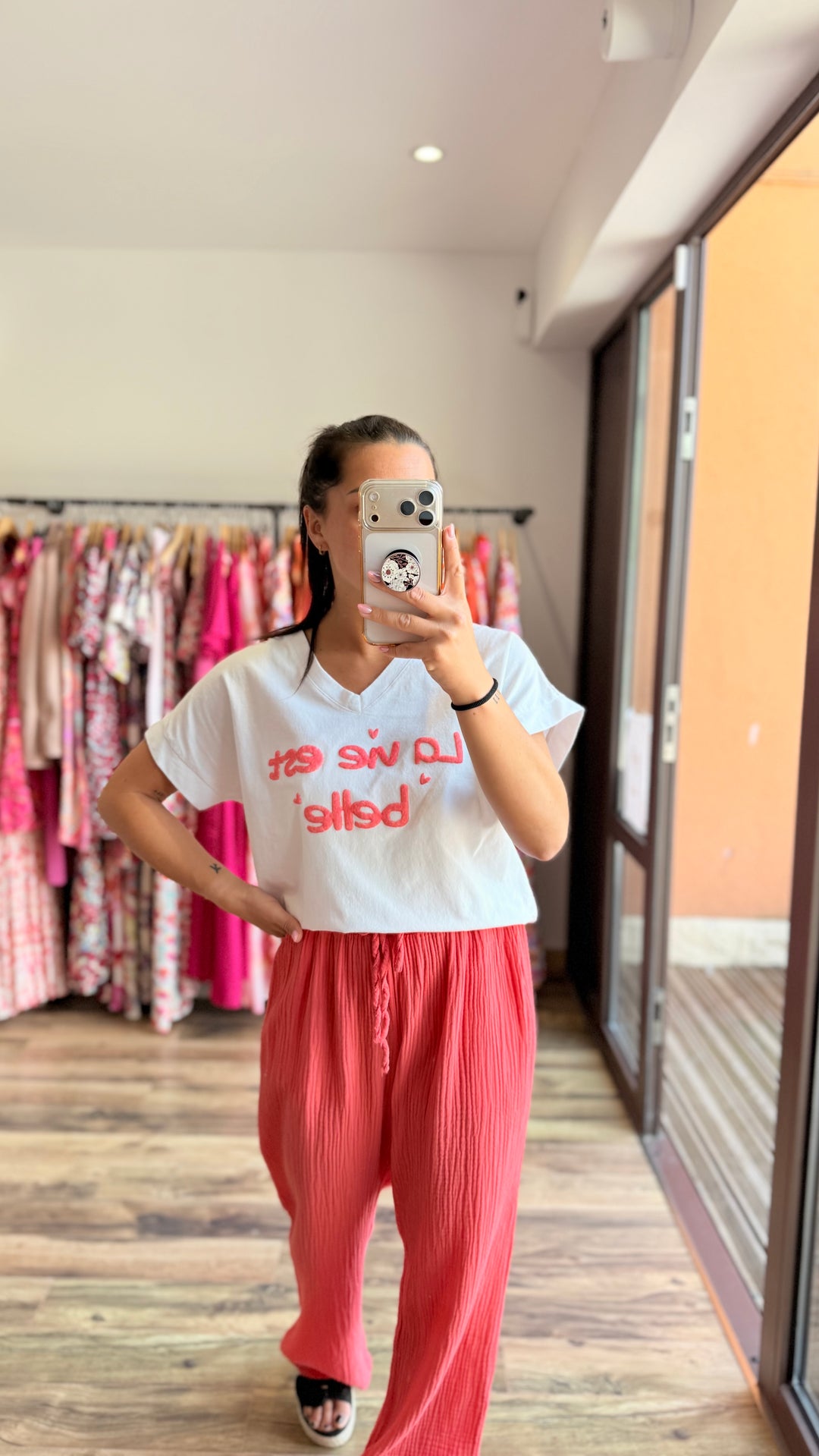 Teeshirt la vie est belle corail