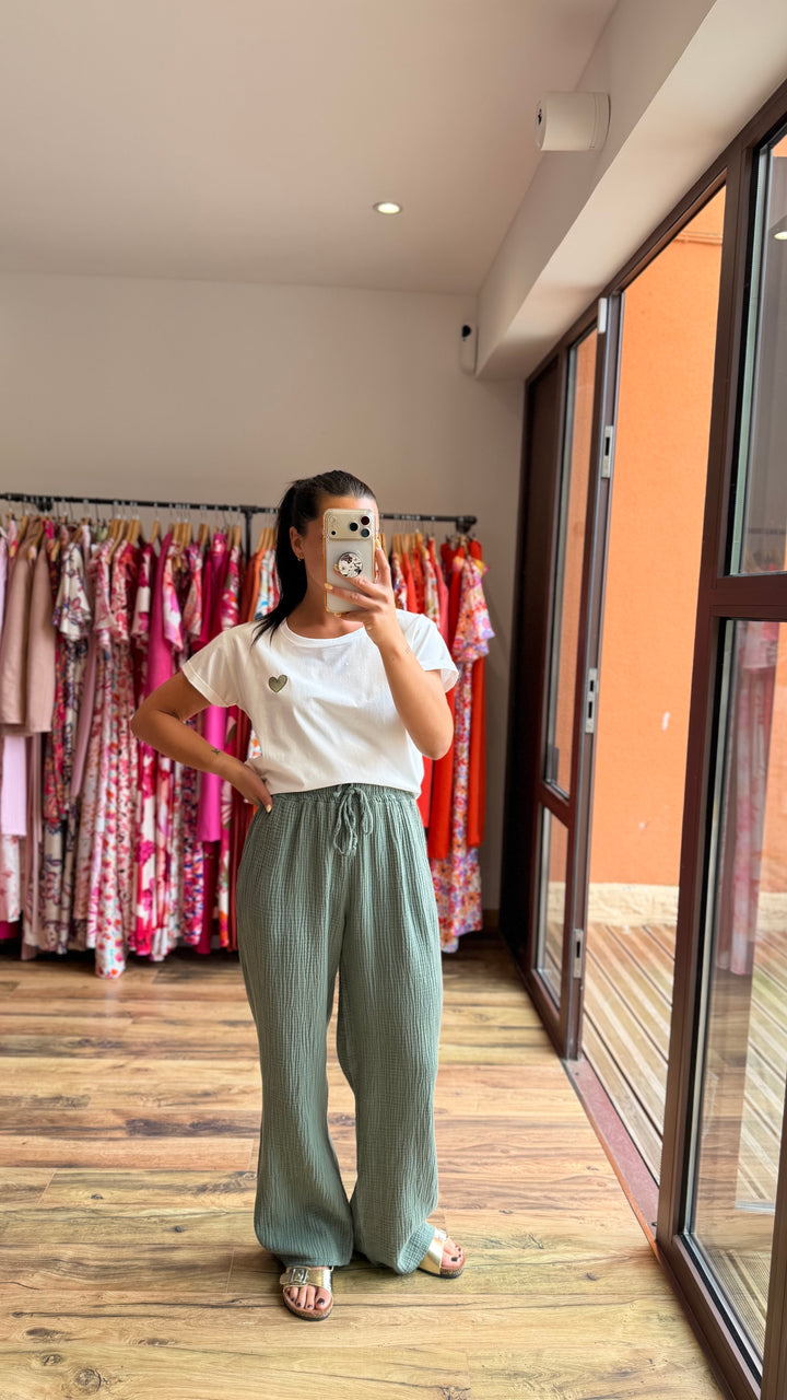 Teeshirt cœur kaki