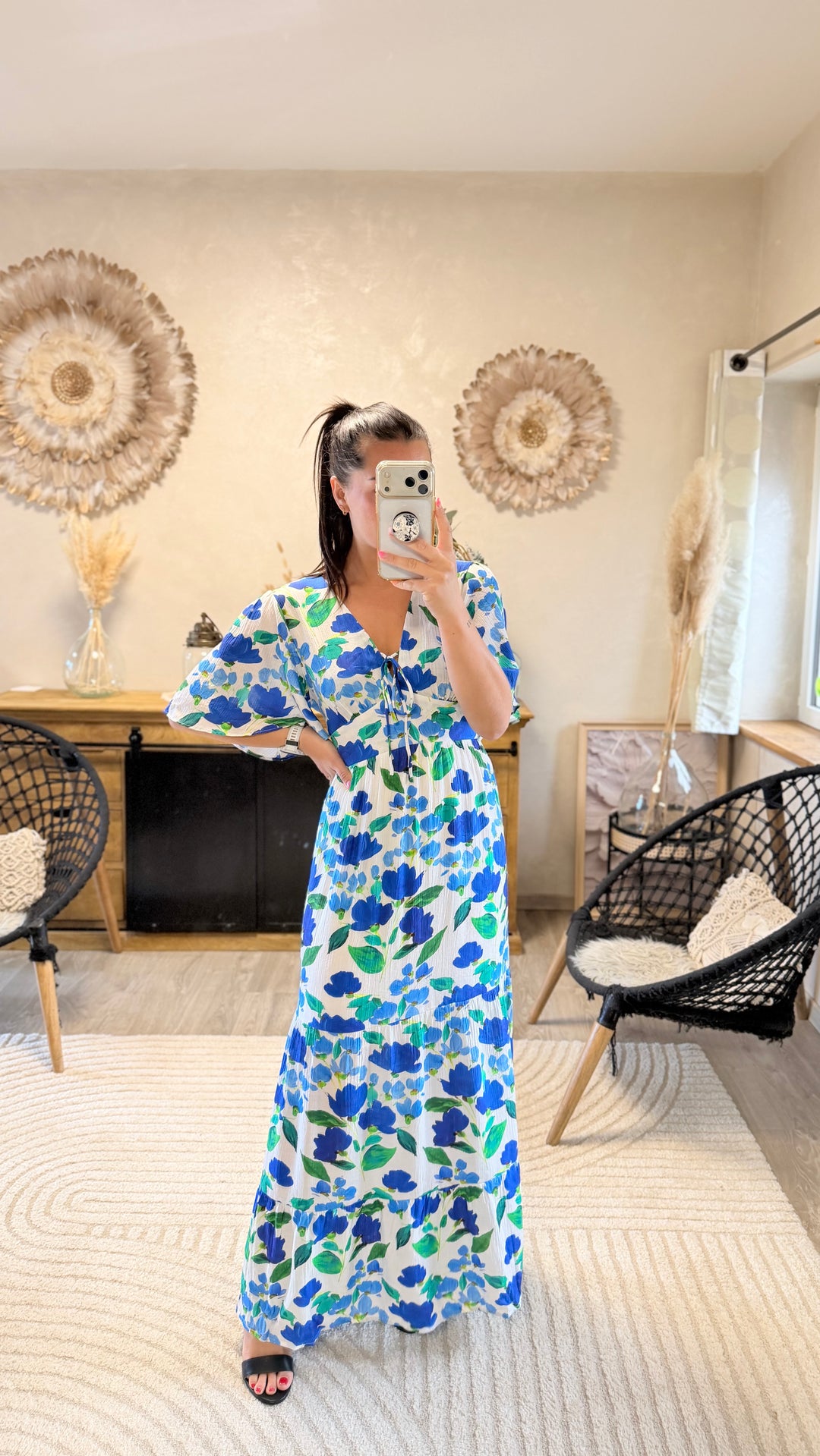 Robe longue Cassandre bleu CURVY