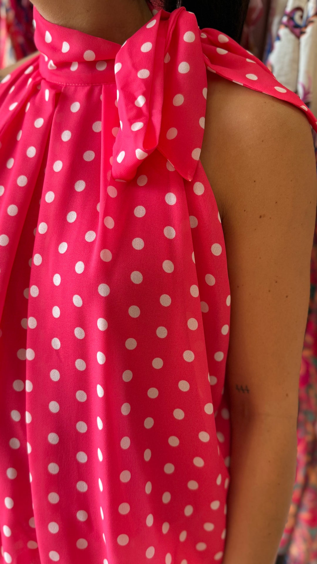 Top Zalia fushia à pois