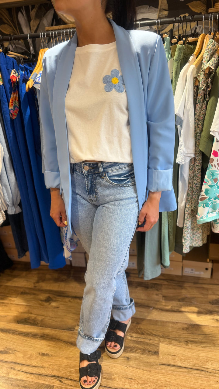 Teeshirt fleur blanc / bleu