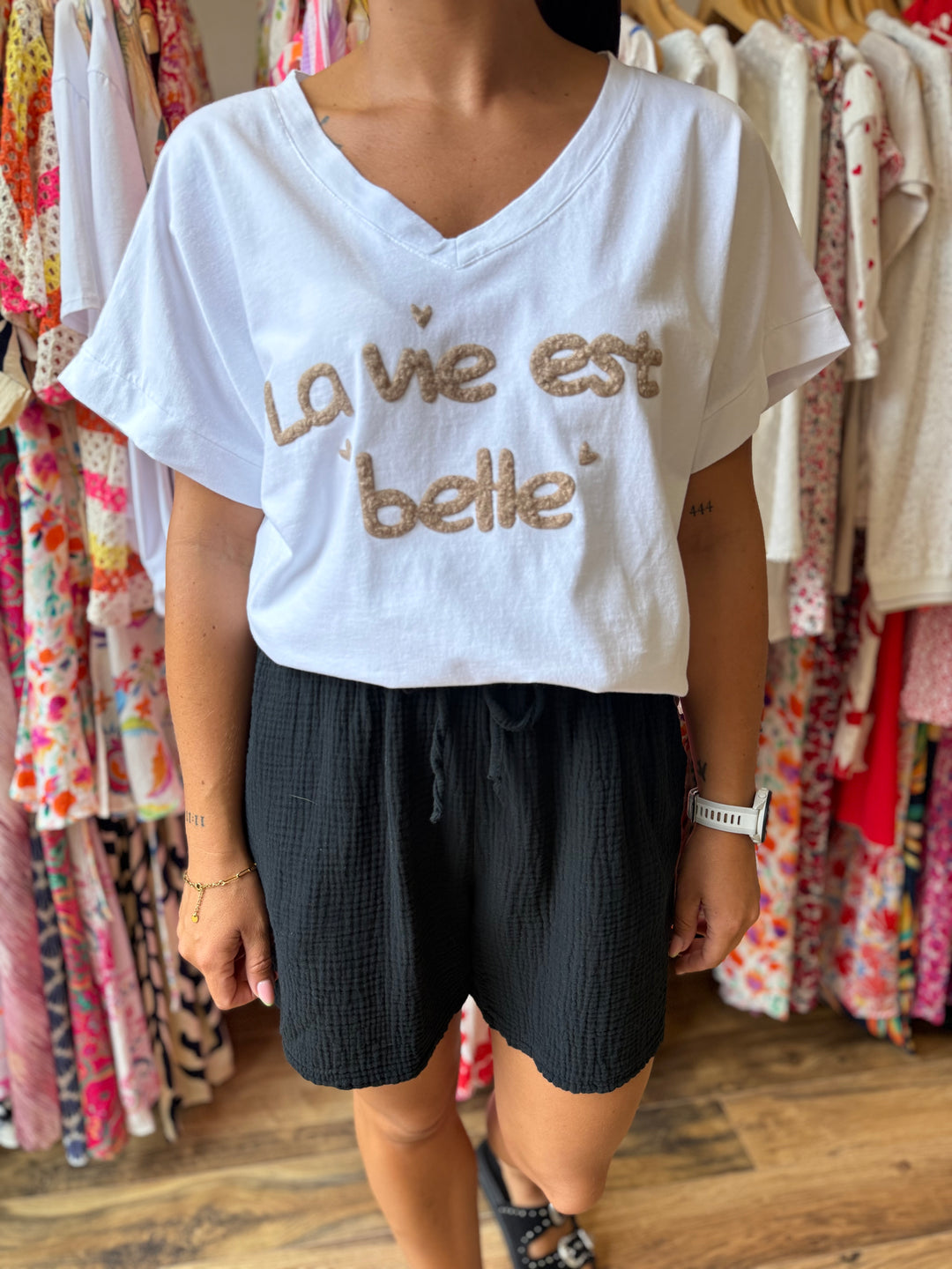 Short gaze de coton noir
