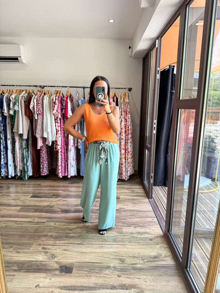 Pantalon Wilma vert d’eau CURVY