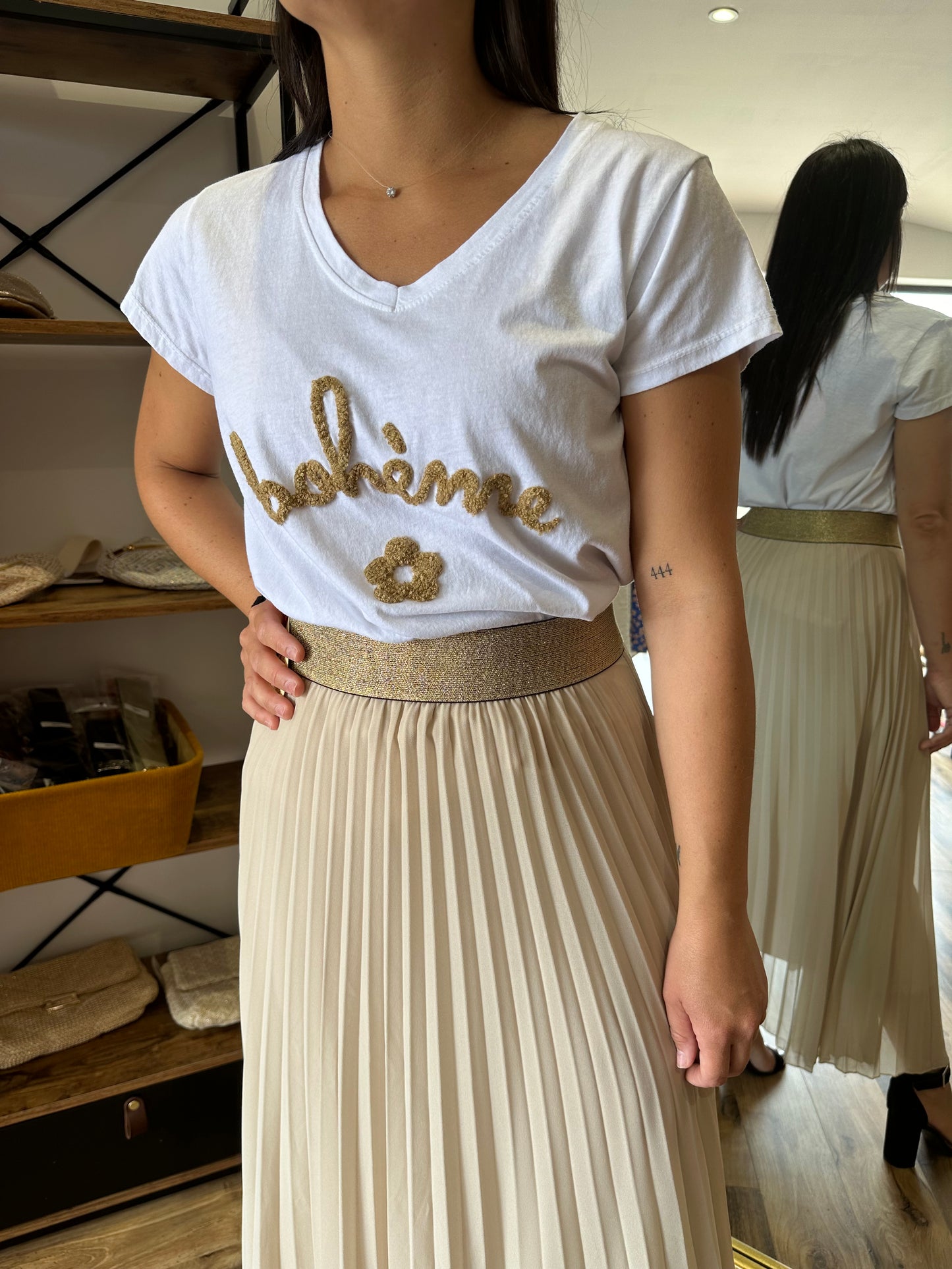 Teeshirt bohème caramel