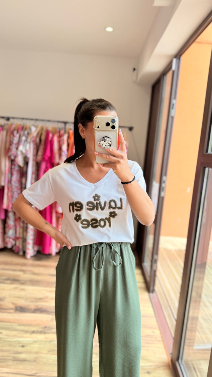 Teeshirt la vie en rose kaki CURVY