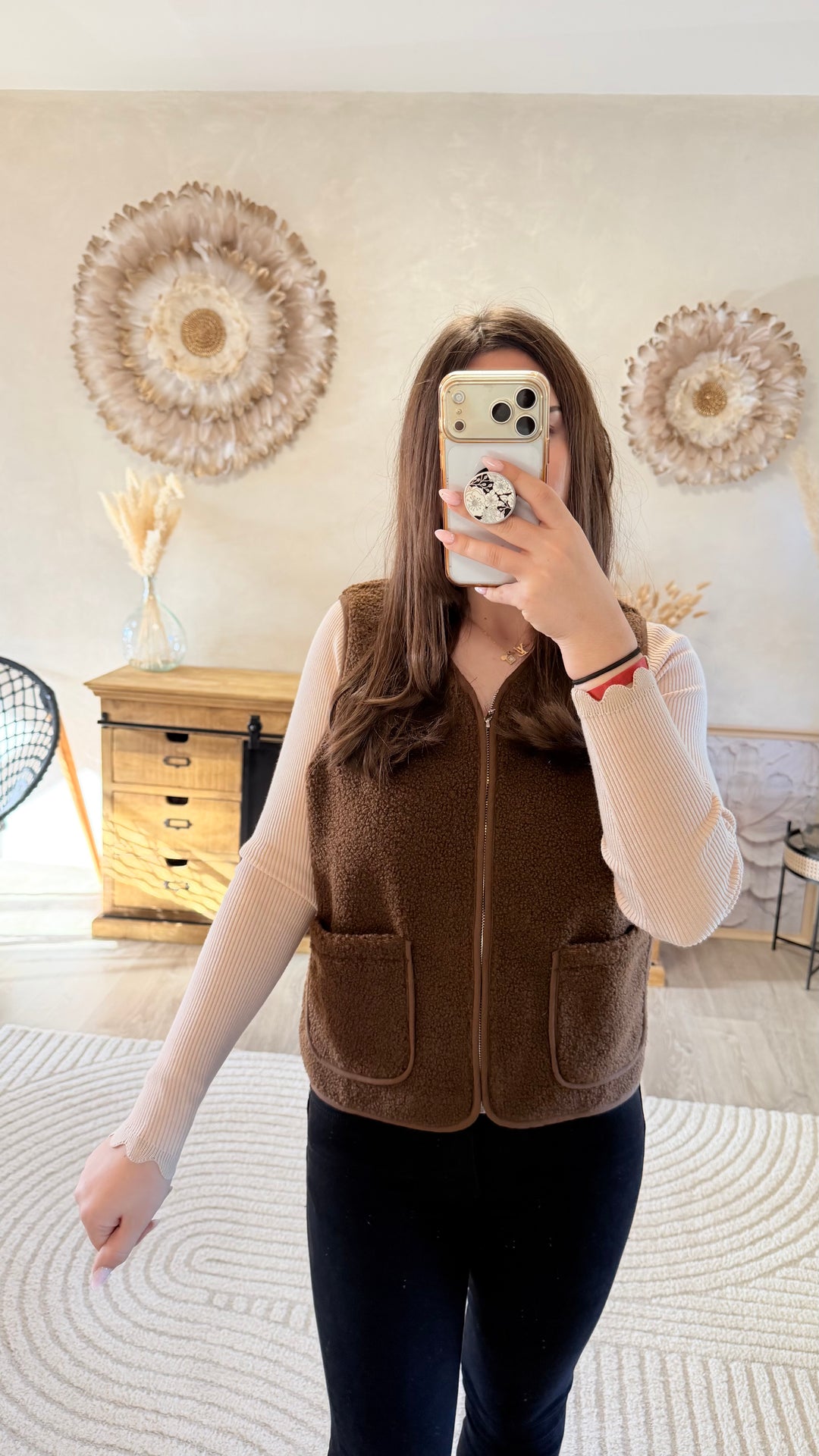 Pull fin Simah beige