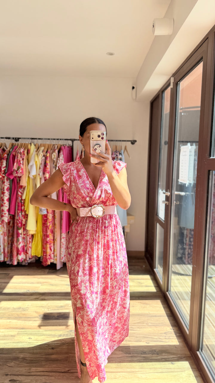 Robe longue Roman CURVY rose