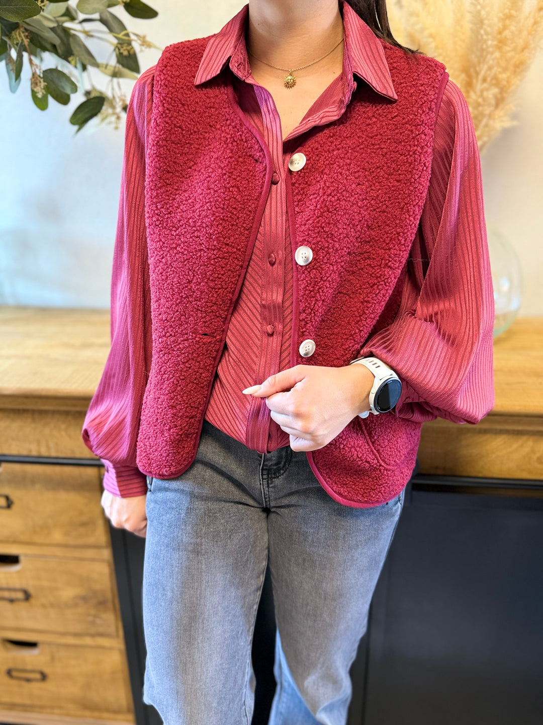 Gilet sans manches Mina bordeaux