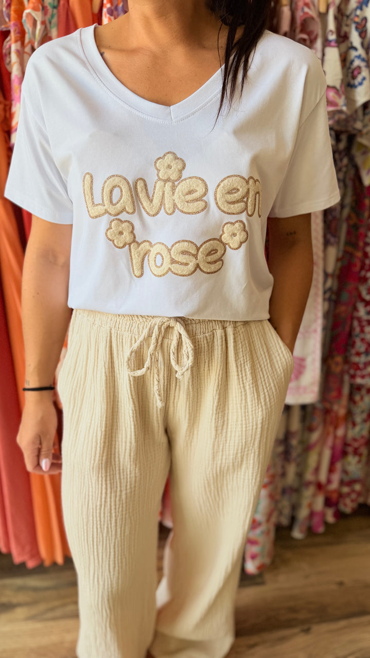 Teeshirt la vie en rose beige