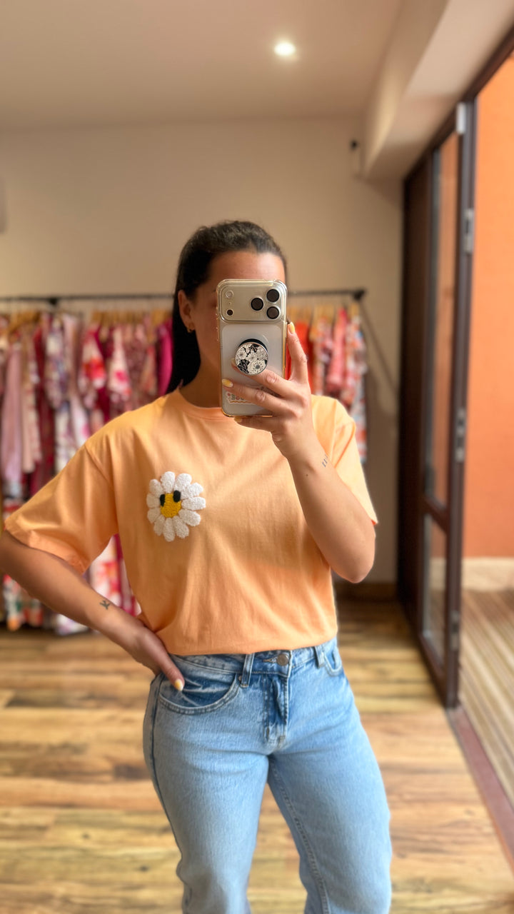 Teeshirt fleur orange