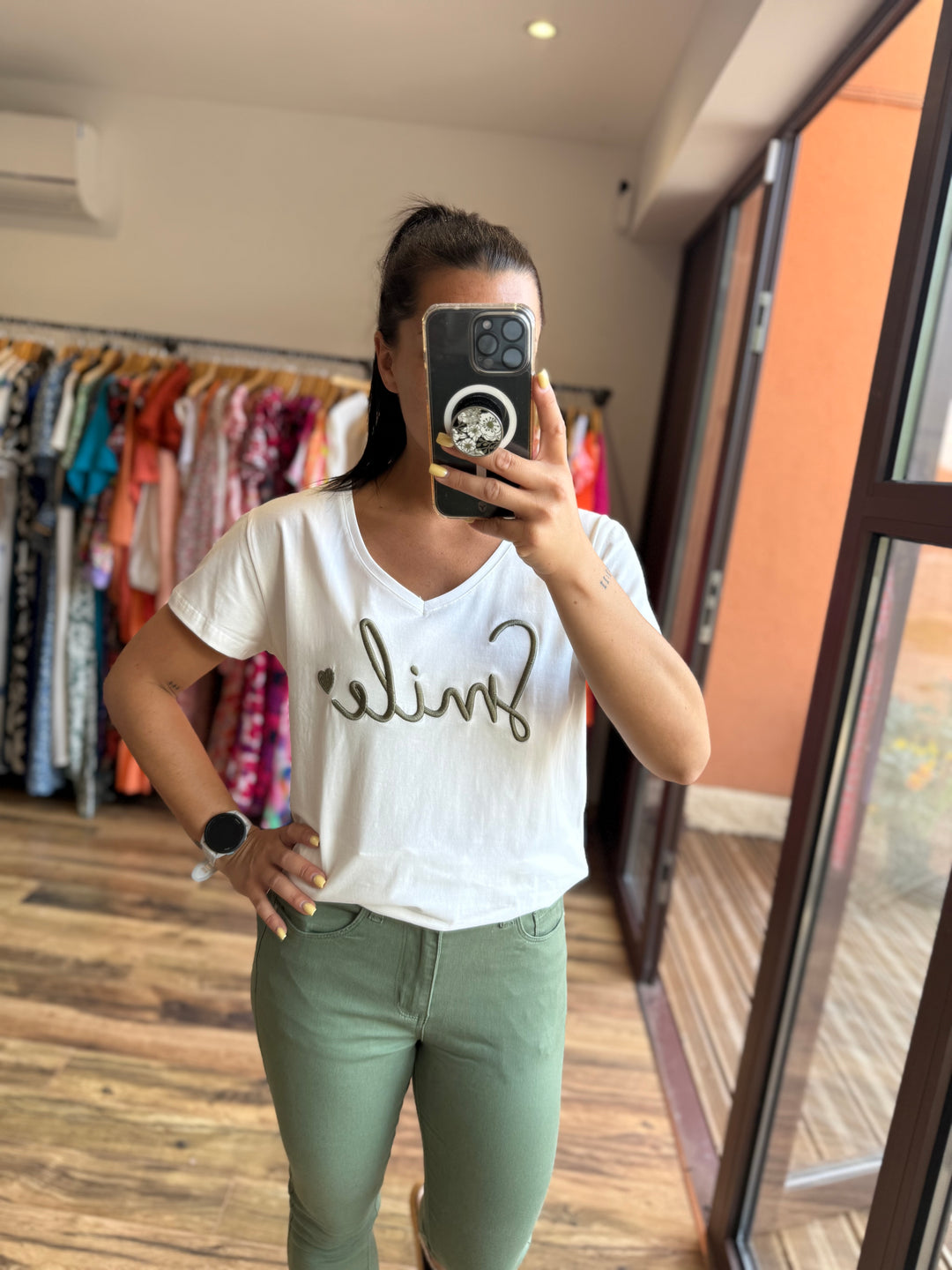 Teeshirt Smile kaki