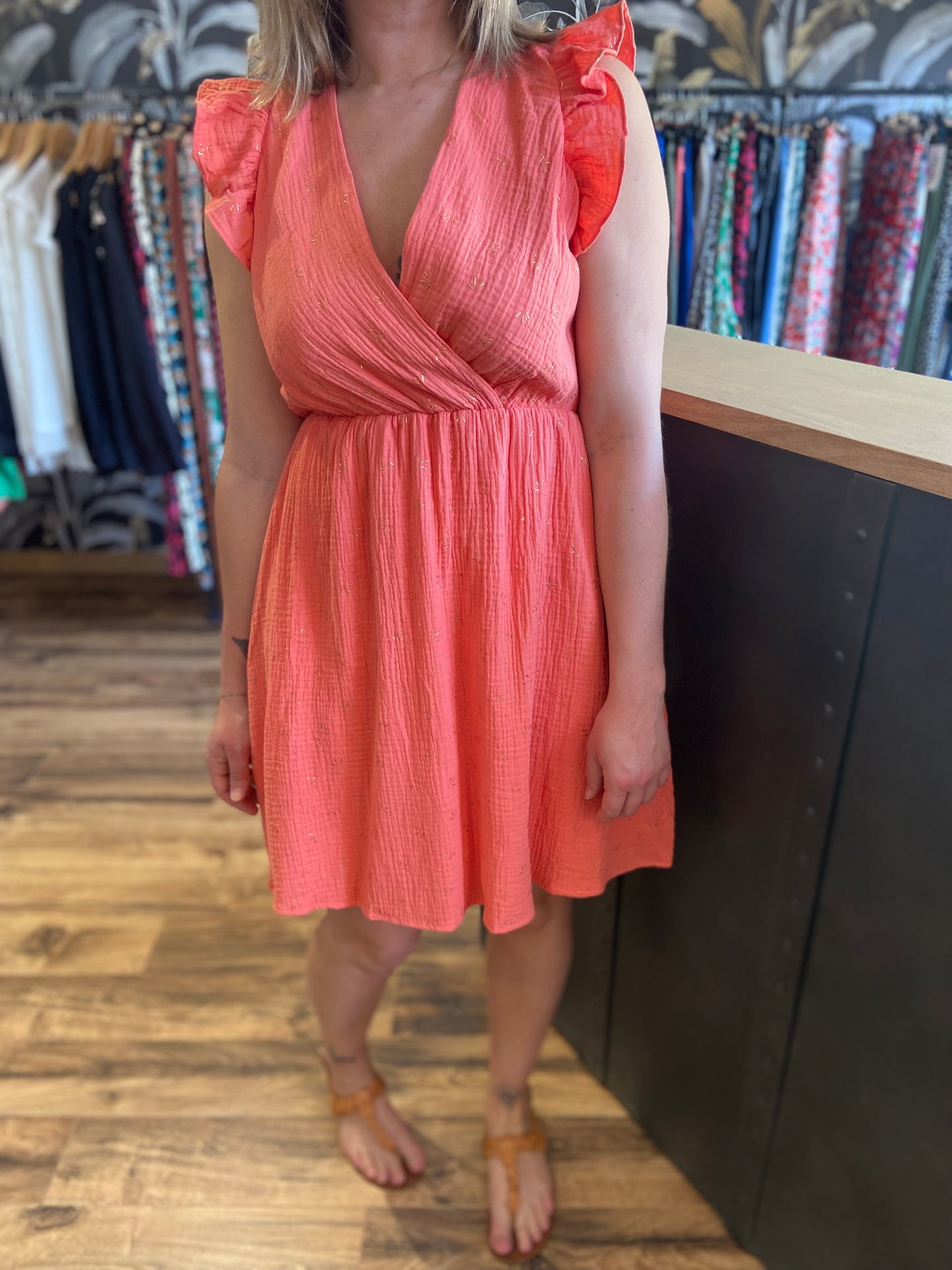 Robe courte Polin corail