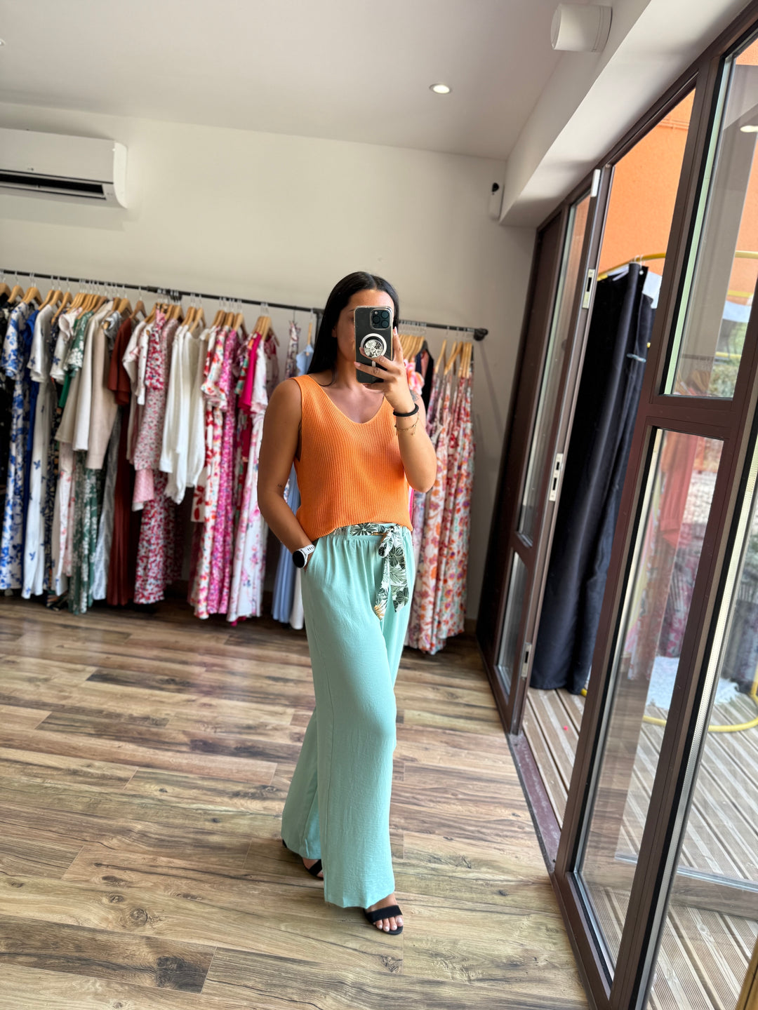 Pantalon Wilma vert d’eau CURVY