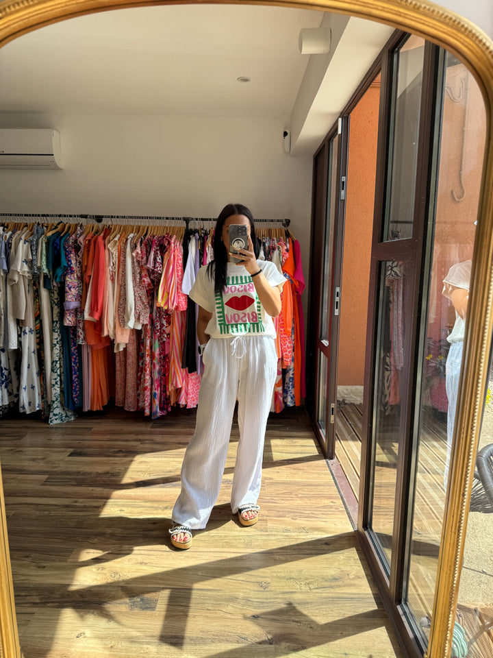 Pantalon gaze de coton blanc