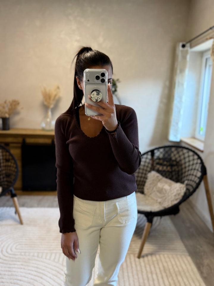 Pull fin Aragone chocolat