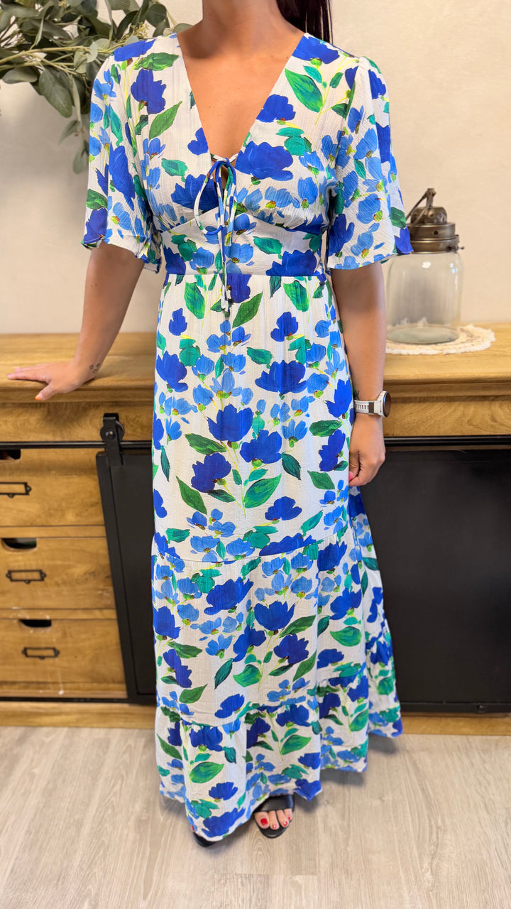 Robe longue Cassandre bleu CURVY
