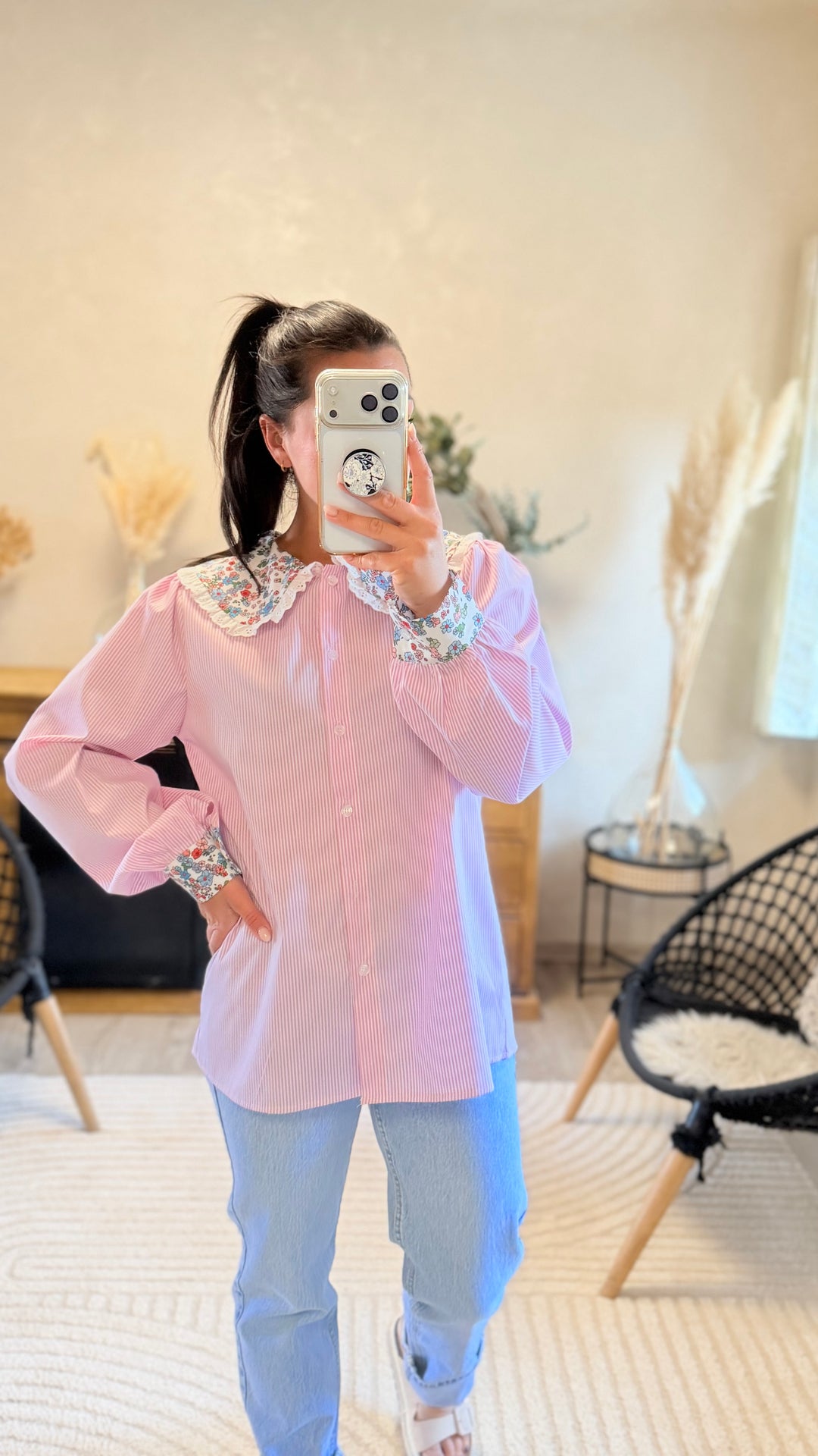 Chemise Odette rose