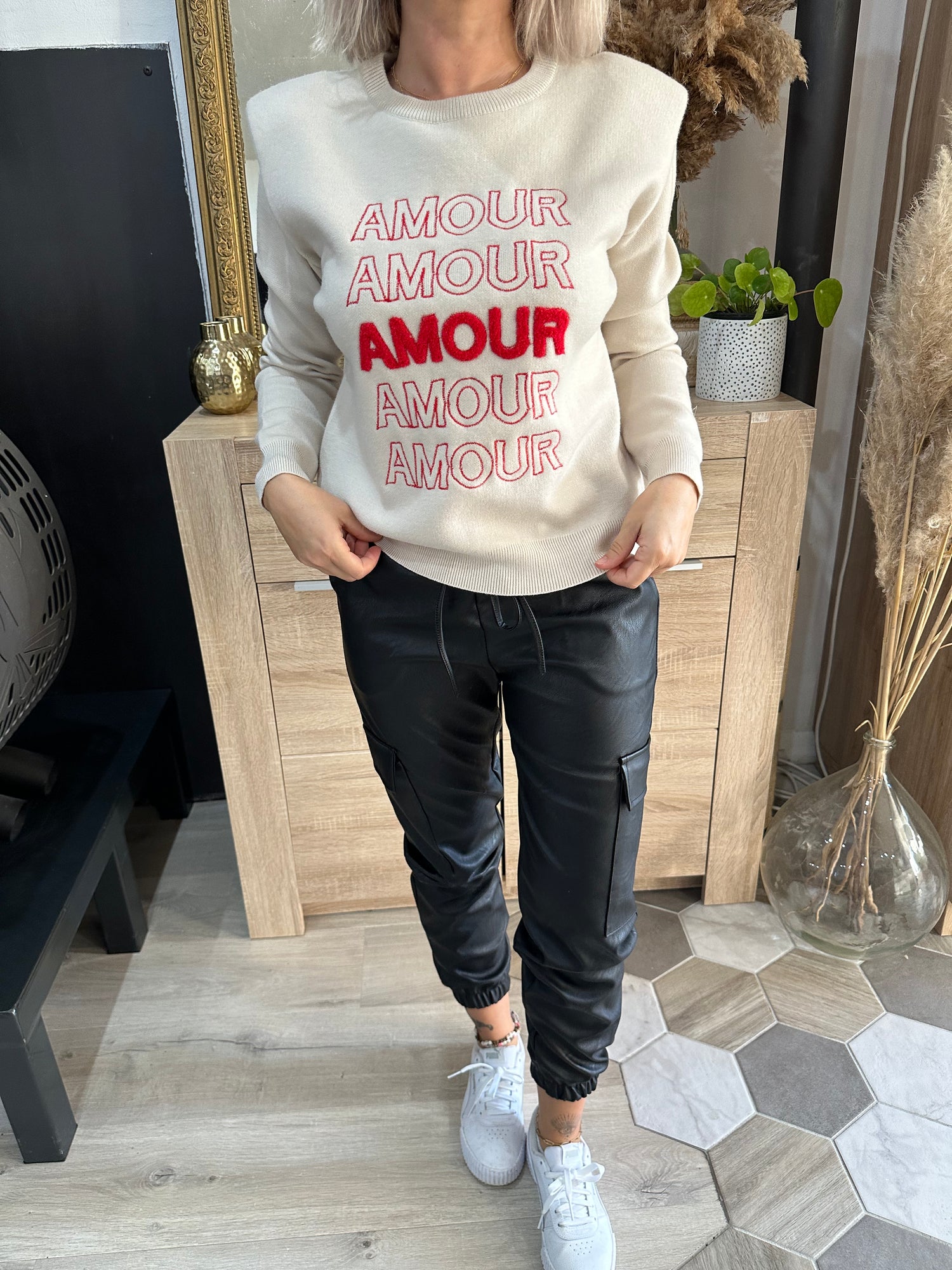 Pull amour beige