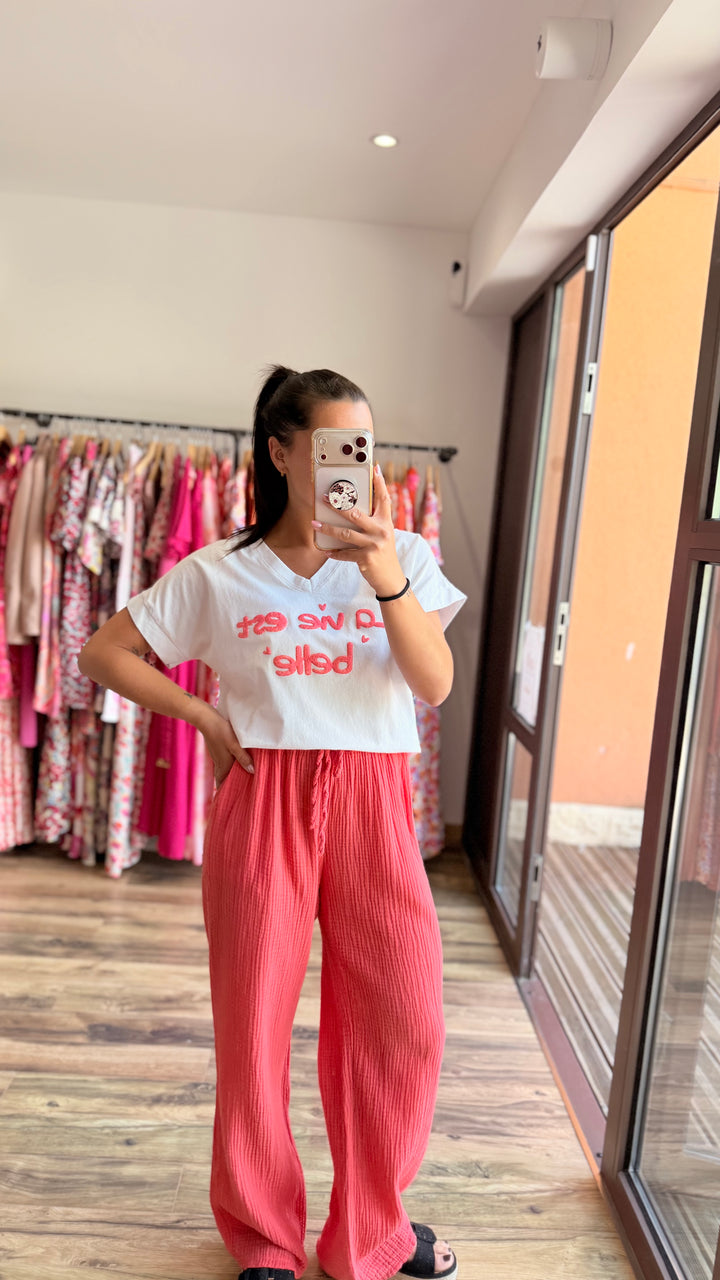 Teeshirt la vie est belle corail