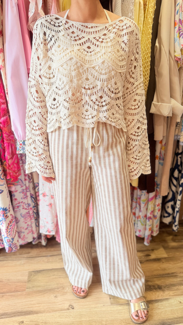 Top crochet beige