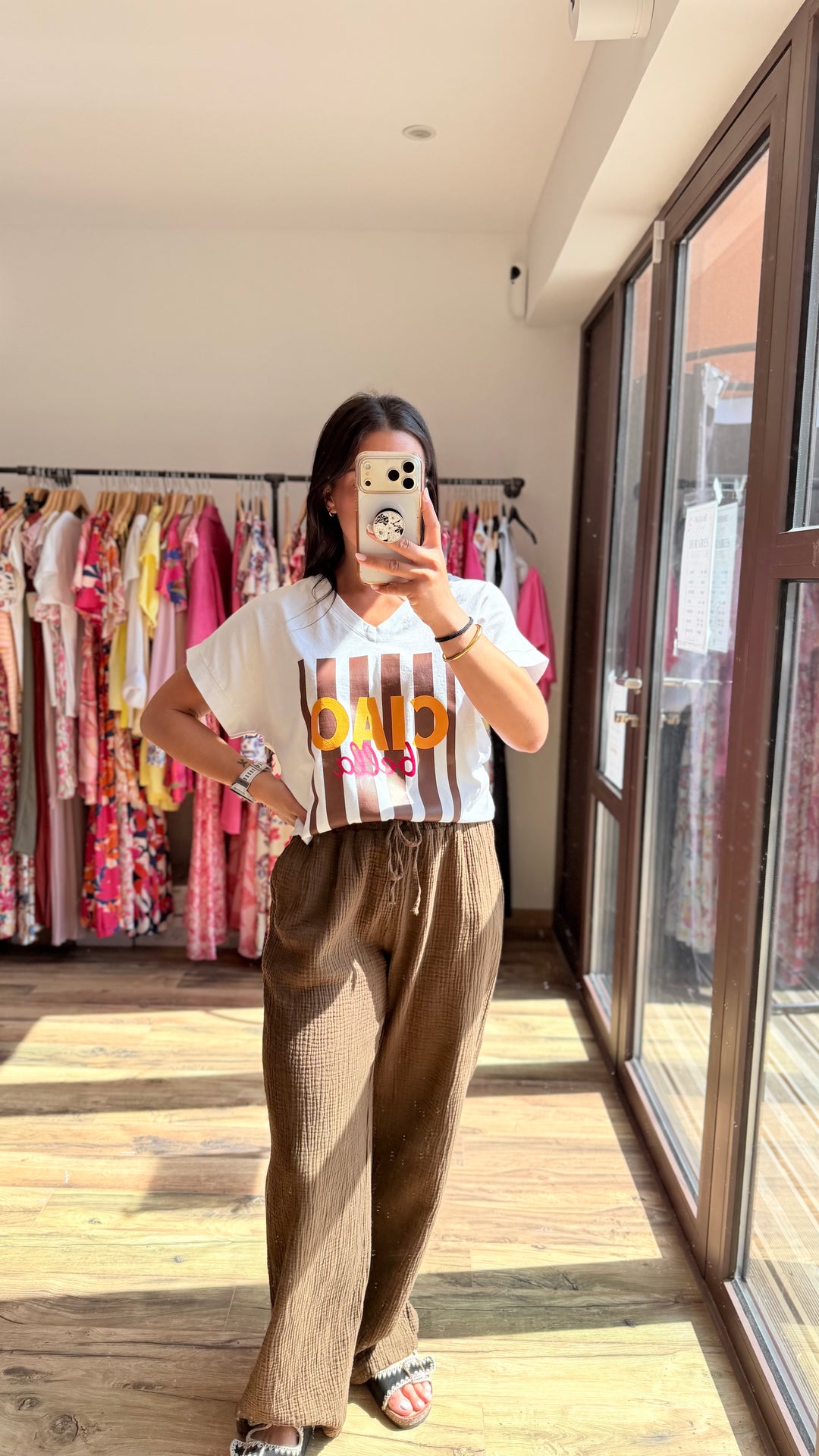 Pantalon gaze de coton Chocolat